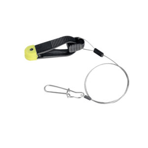 Fishing line clip with swivel and wire loop.