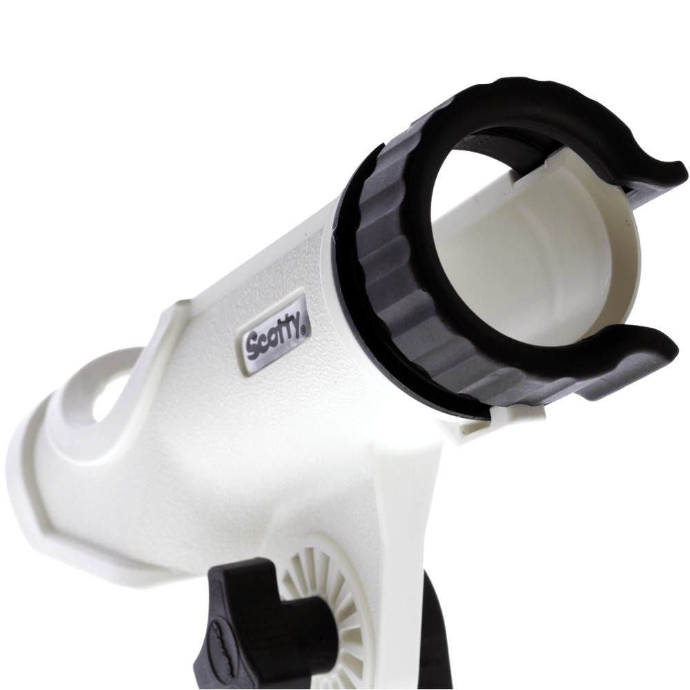 White fishing rod holder for outdoor use.