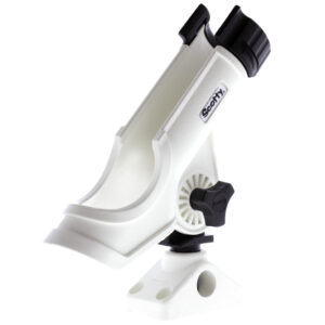Adjustable white kayak rod holder for fishing