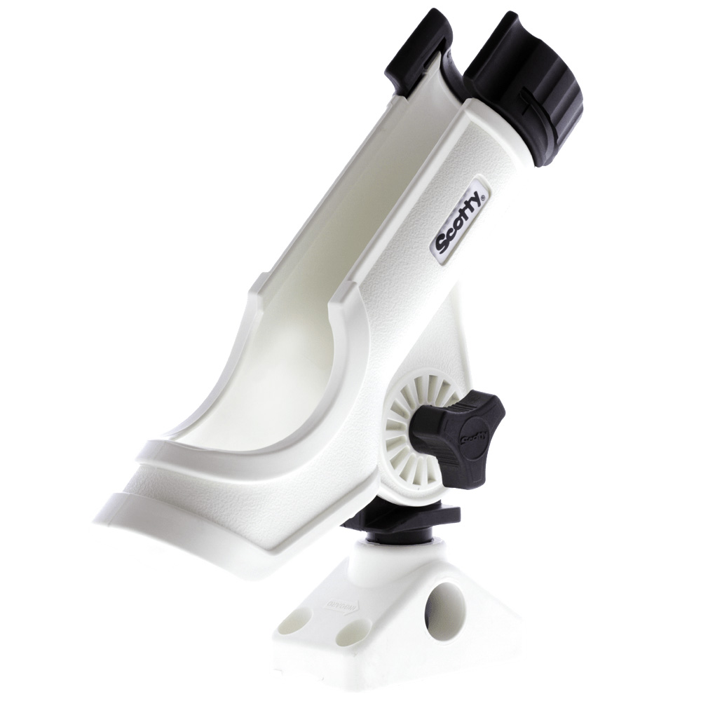 Adjustable white kayak rod holder for fishing