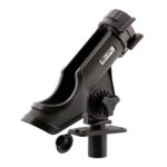 Adjustable black fishing rod holder for boats.