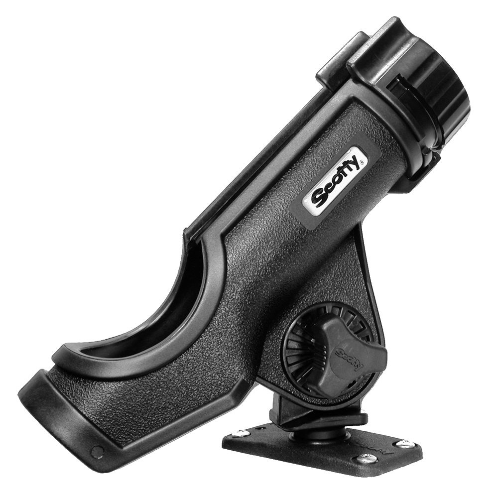 Black fishing rod holder with adjustable mount.