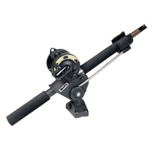Advanced fishing rod with reel and holder mount.