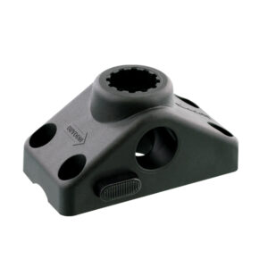 Black industrial component with multiple openings.