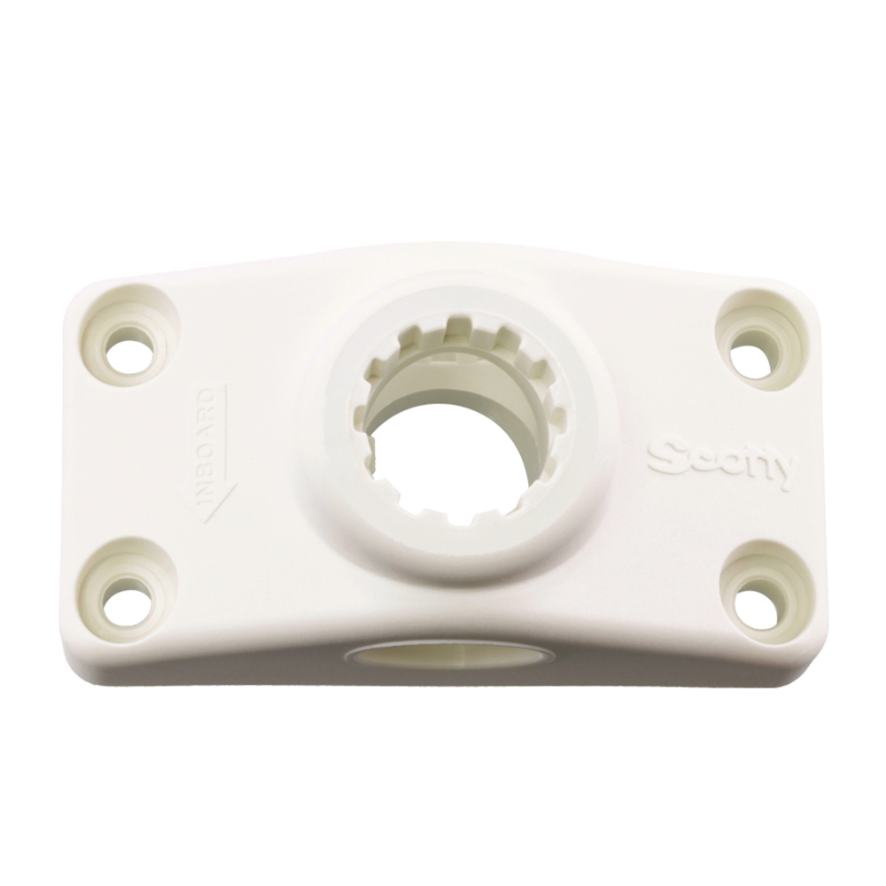 White plastic mount with four screw holes
