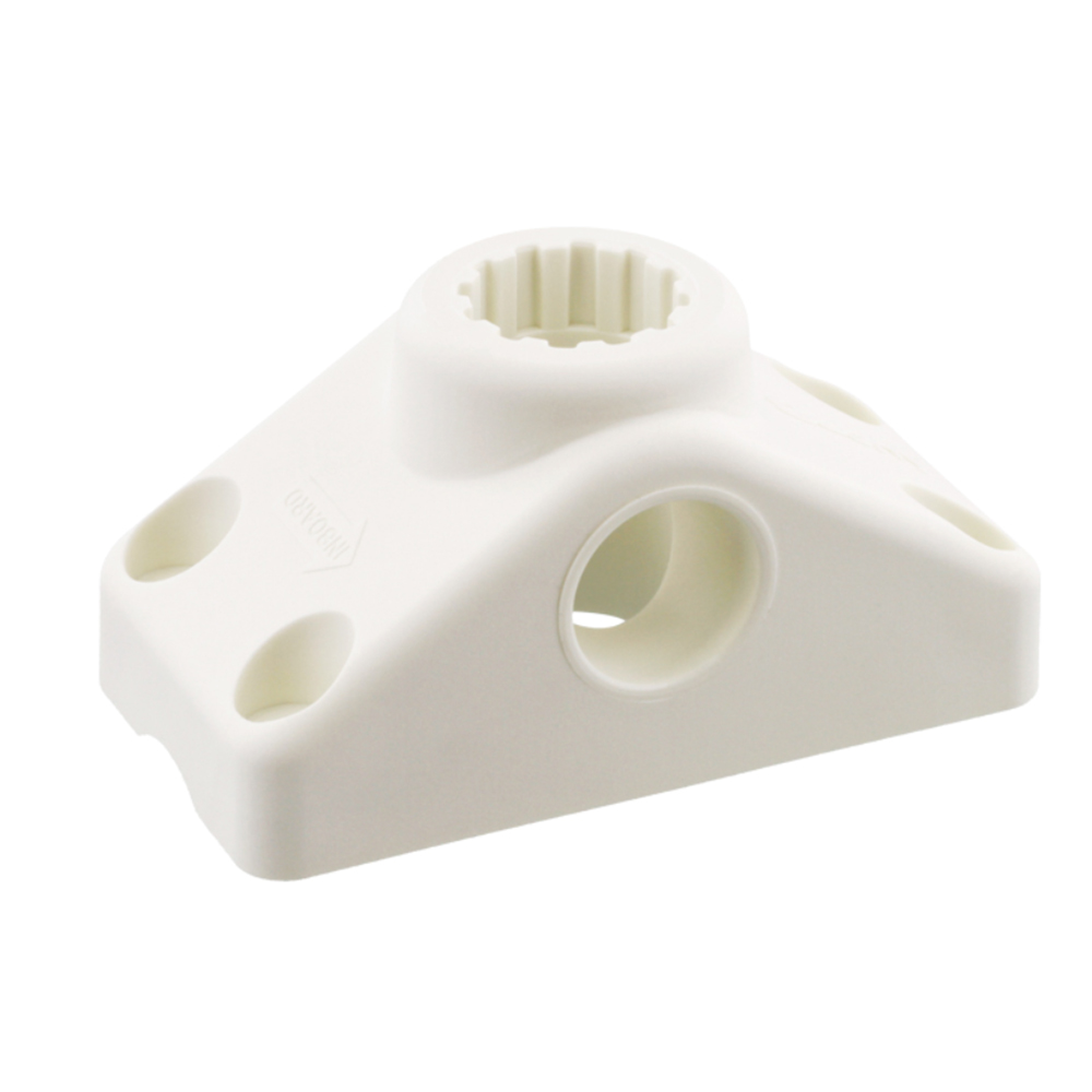 White plastic marine antenna mount bracket