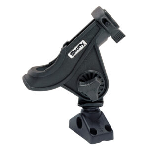 Adjustable fishing rod holder with mount