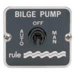 Bilge pump switch with auto, off, manual settings.