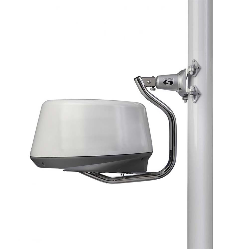 Marine radar antenna mounted on a mast.