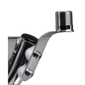 Metallic shower head bracket with screw attachment.