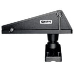 Black plastic boat accessory, triangular design, mounting base.
