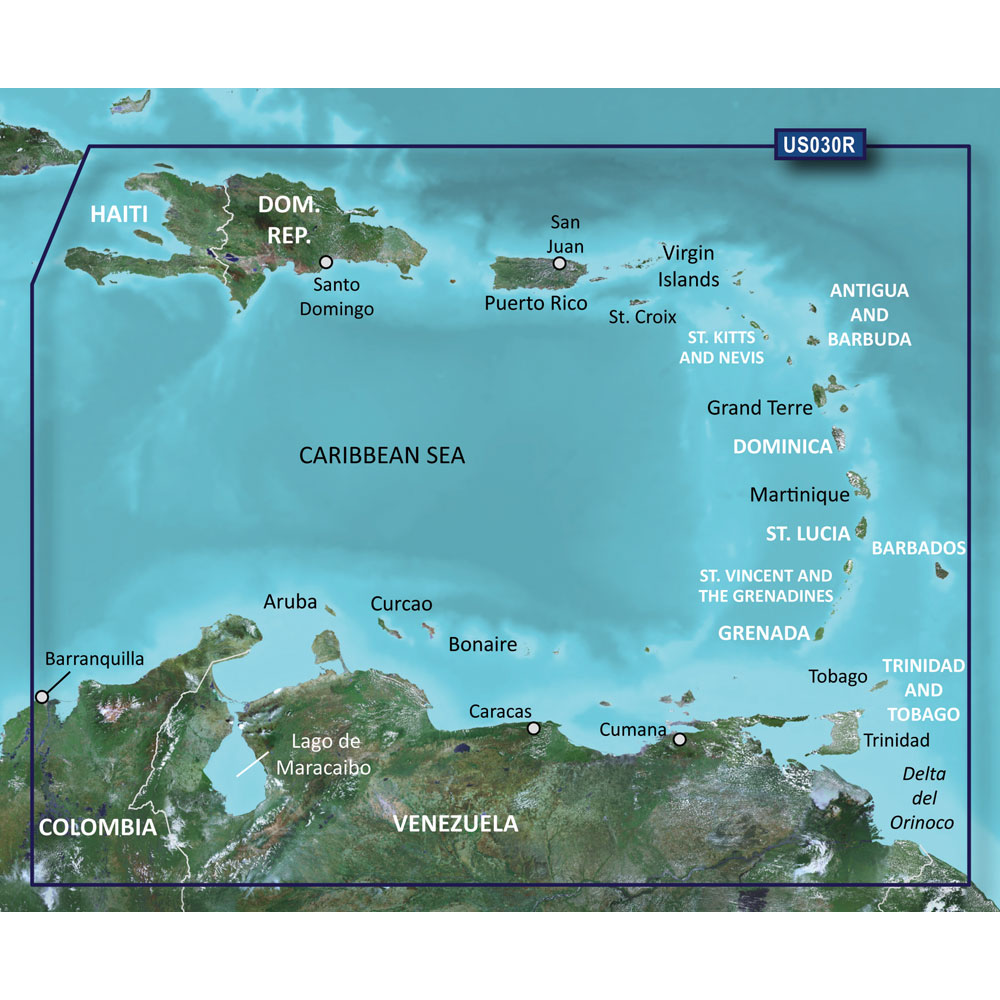 Map of Caribbean islands and surrounding countries.