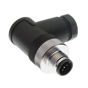 Close-up of black and silver industrial connector