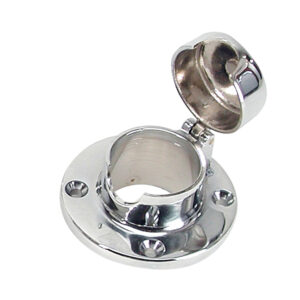 Stainless steel deck fill with hinged cap