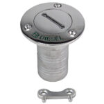 Stainless steel diesel deck fill with key.