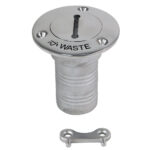 Stainless steel waste deck plate with key.