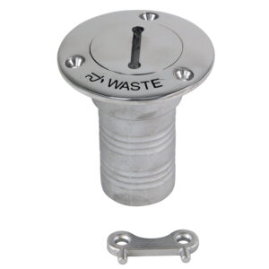 Stainless steel waste deck plate with key.