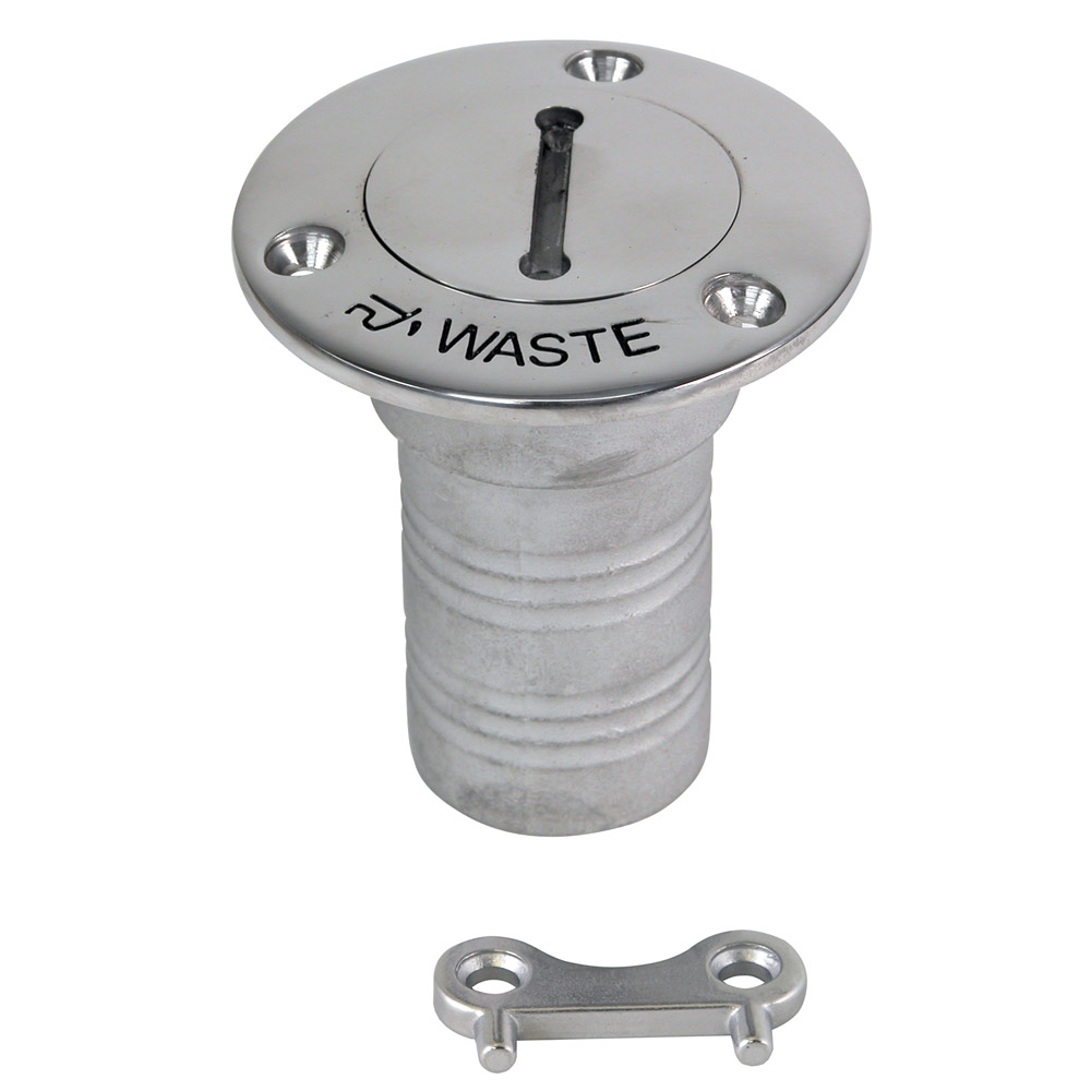 Stainless steel waste deck plate with key.