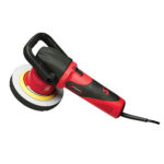 Red electric polisher with handle and power cord.