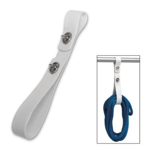White ceiling hook with bolts, rope holder