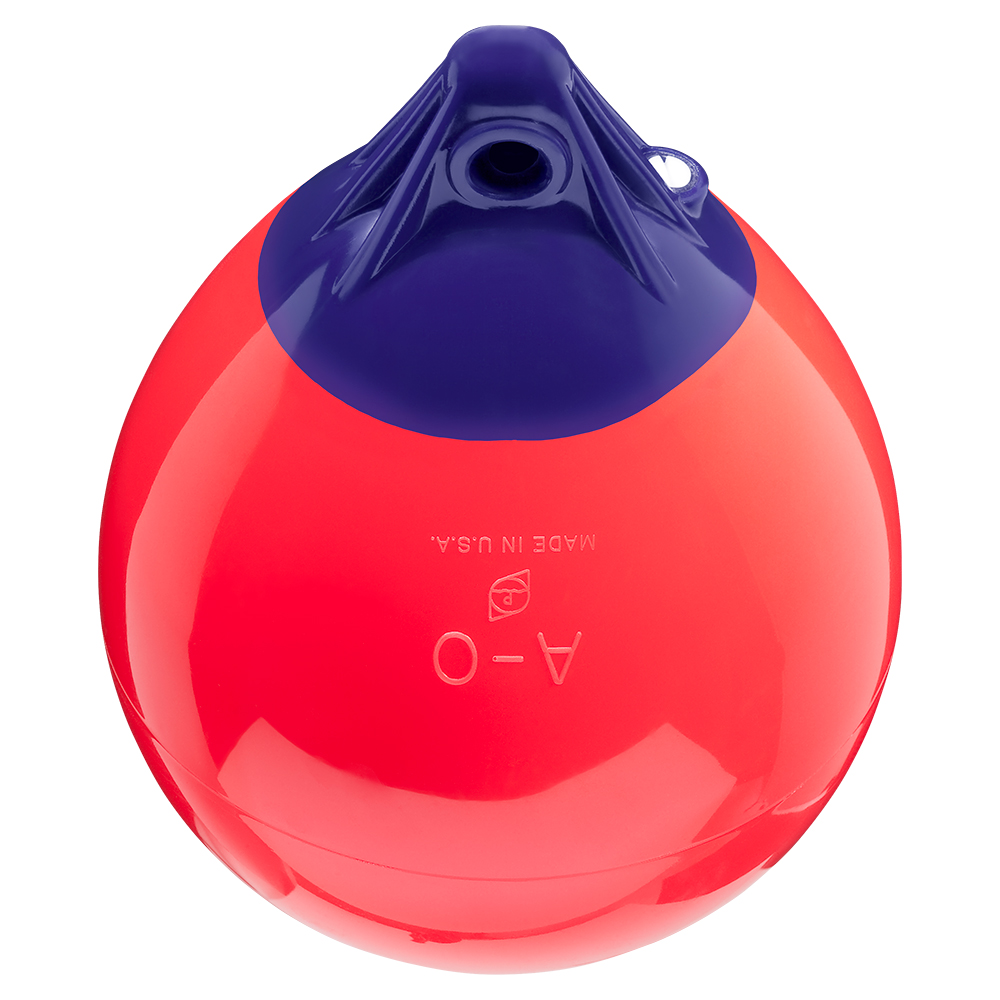 Red and blue marine buoy for safety.