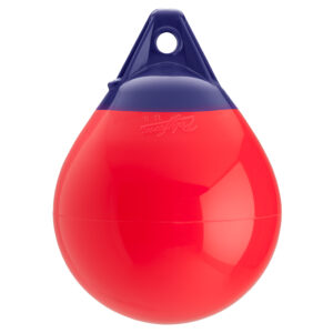 Red and blue marine buoy floating device.