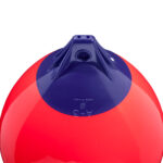 Red buoy with blue top section.