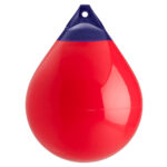Red marine buoy with blue top