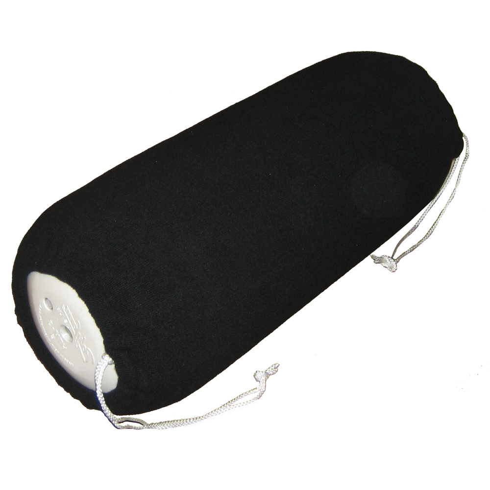 Black cylindrical pillow with drawstrings