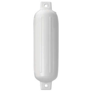 White marine boat fender with ribbed design