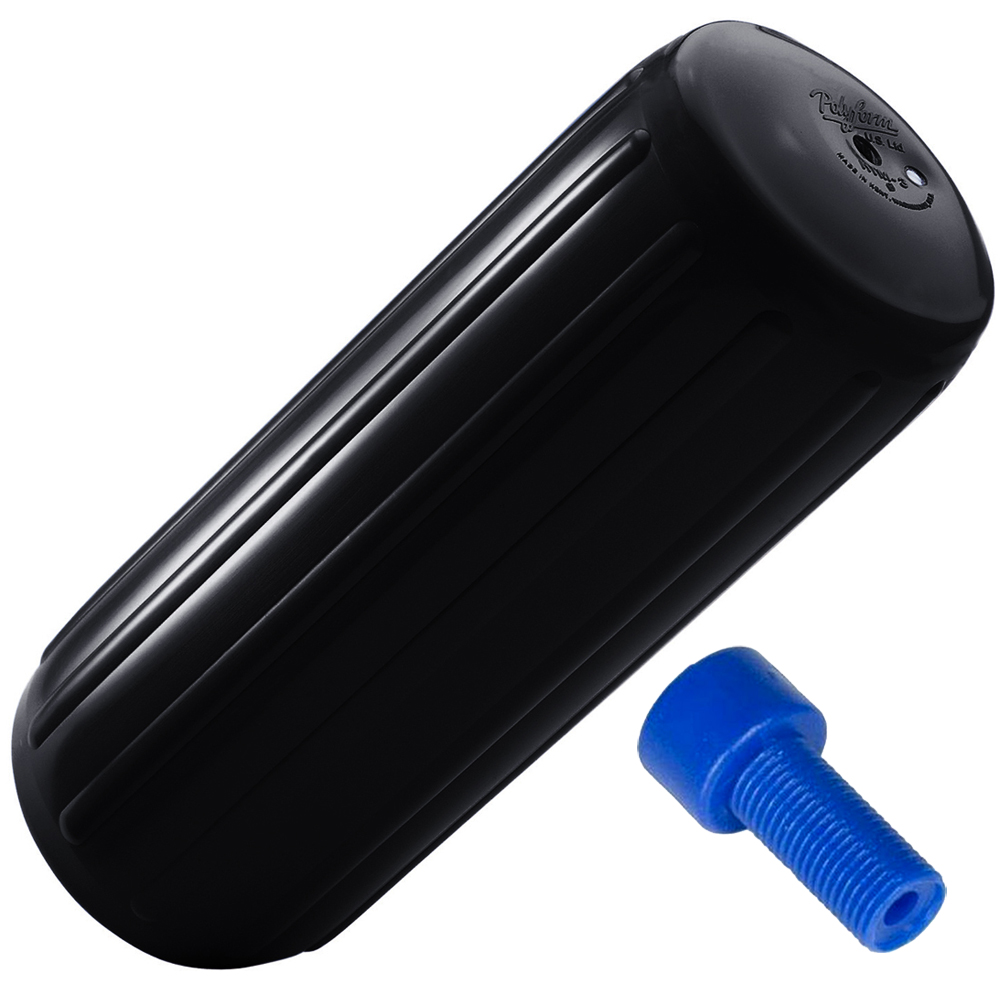 Black ribbed roller with blue screw attachment.