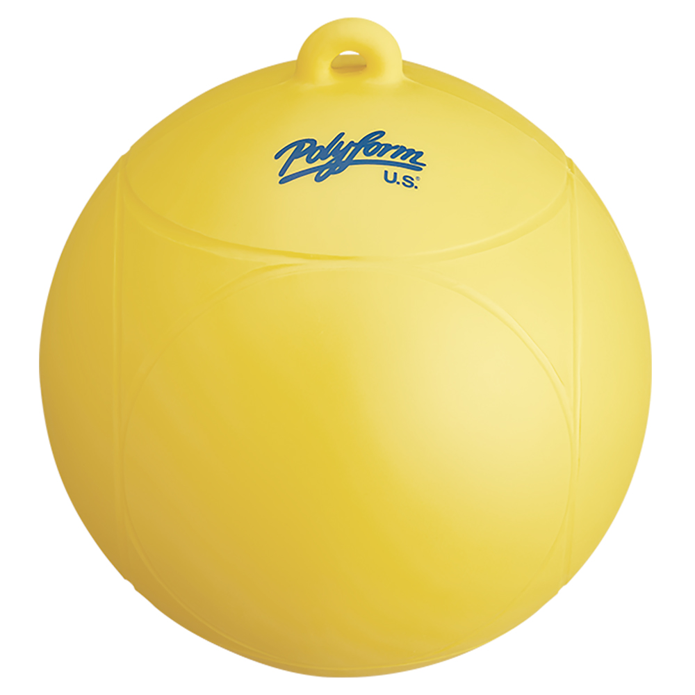 Yellow buoy with Polyform U.S. logo