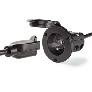 Black electrical plug and socket connector