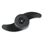 Black plastic wingnut fastener on white background.