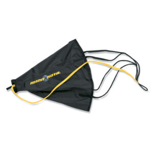 Minn Kota black drift sock with yellow straps.