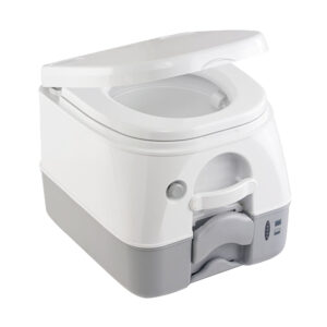 Portable camping toilet with lid and base