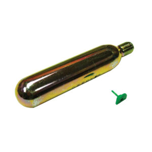 CO2 cartridge and green push pin.