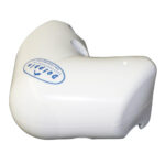 White corner dock fender with logo.