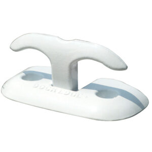 White marine dock cleat for securing boats