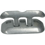 Metal dock cleat for securing boats.