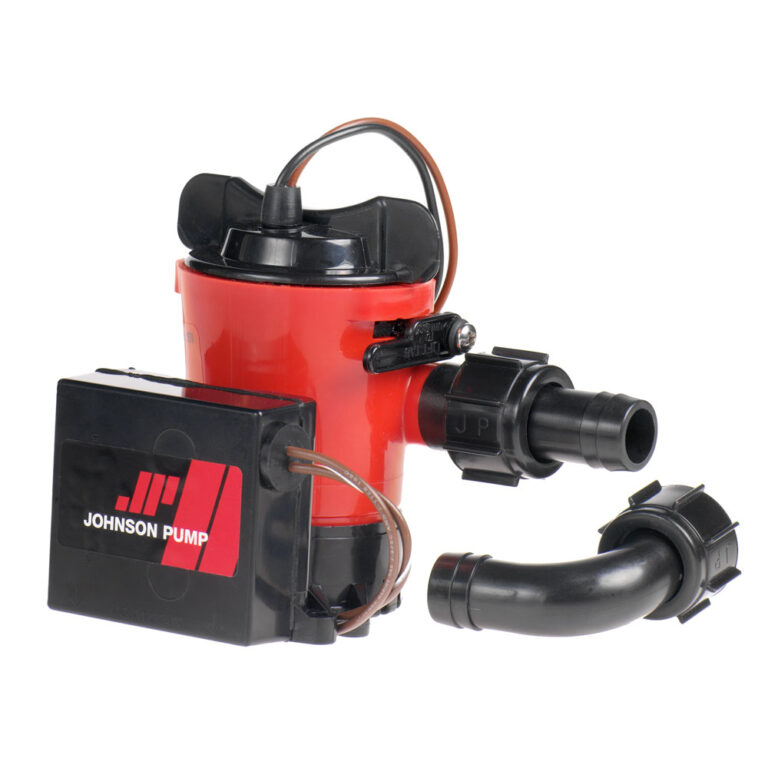 Johnson Pump electric motor with hoses, red and black.