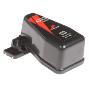 Automatic bilge pump switch, black, angled view.