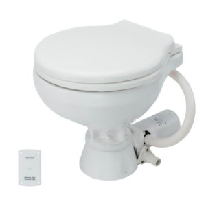 White marine electric toilet with control panel