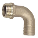 Brass pipe fitting, 90-degree elbow connector
