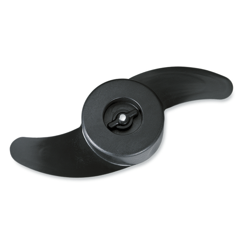 Black propeller blade on white background.