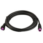 Black coiled electrical cable with purple connectors.