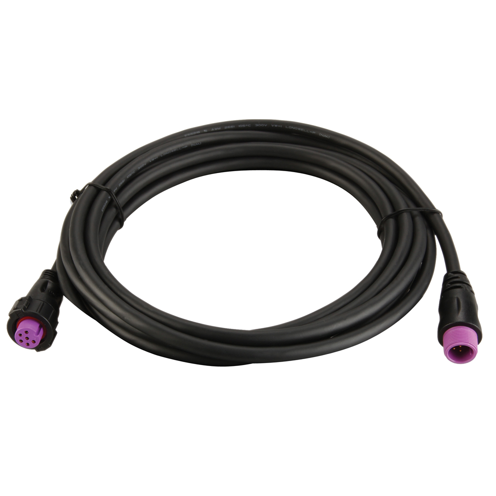 Black coiled electrical cable with purple connectors.