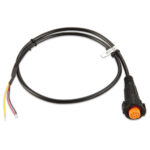 Black electrical cable with connector and wires