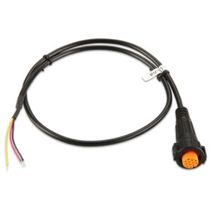 Black electrical cable with connector and wires