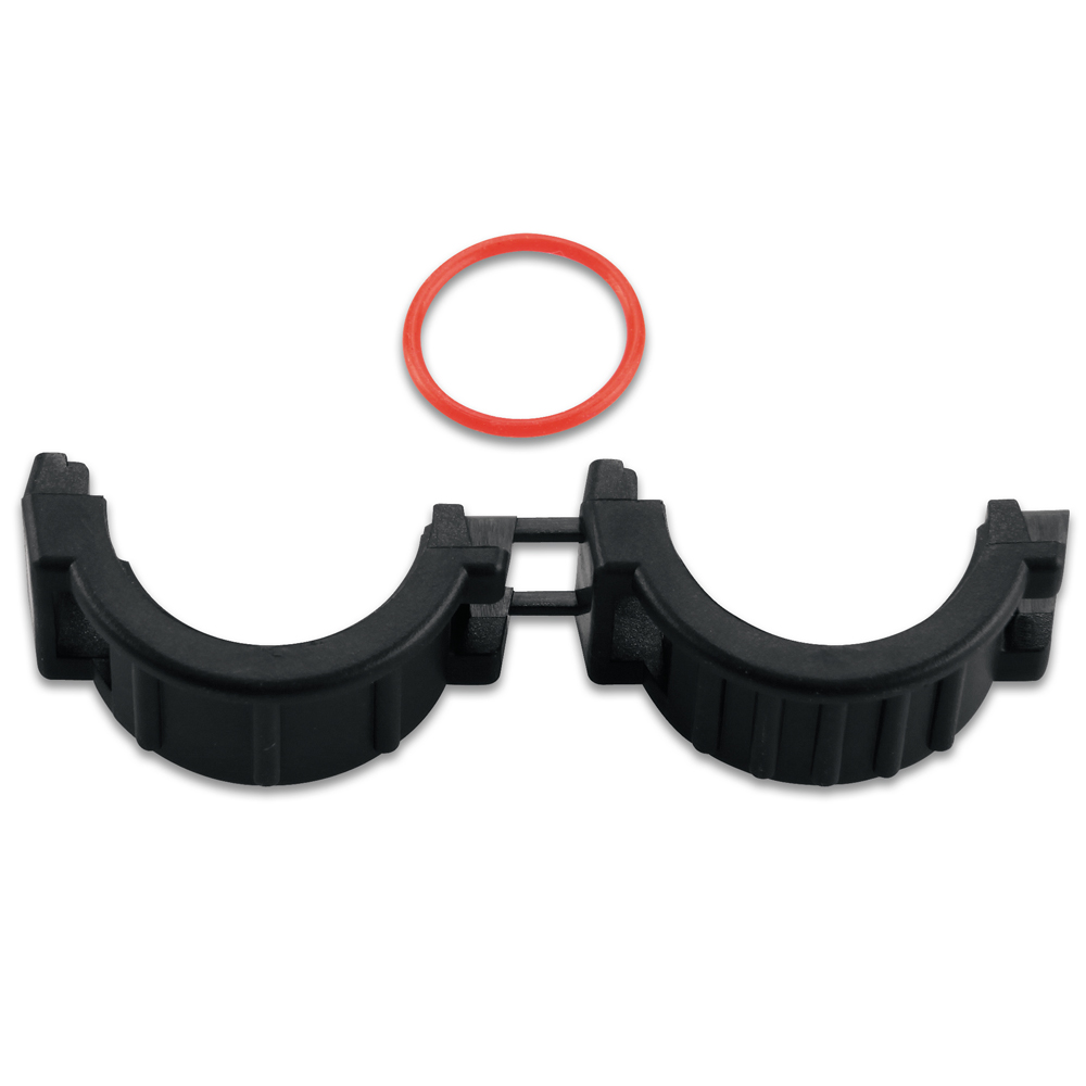 Black clamp with red O-ring